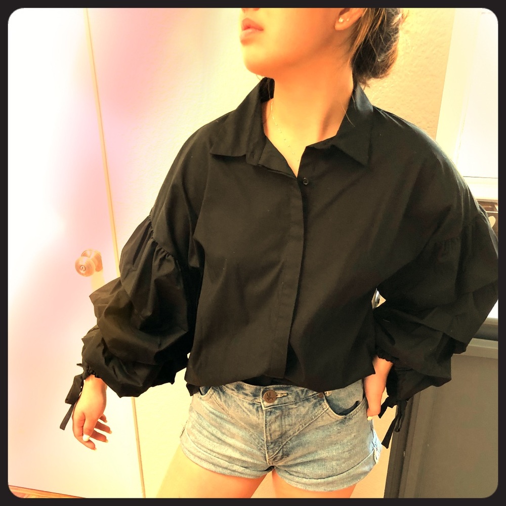 A.N.A. Posh Black long puff sleeves
